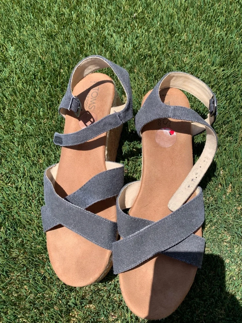 TOMS Women's Gray Crisscross Canvas Sandals